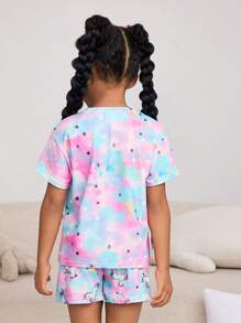 SHEIN 少女獨角獸印花水洗睡衣套裝 - 彩色 - 查看 2
