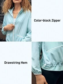 In My Nature Chaqueta ligera casual de ciudad y al aire libre para mujer, para ir al trabajo - Azul - Ver 5
