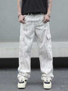 Manfinity Hypemode Men All-Over Print Pocket Casual Straight Leg Pants - Apricot - View 3