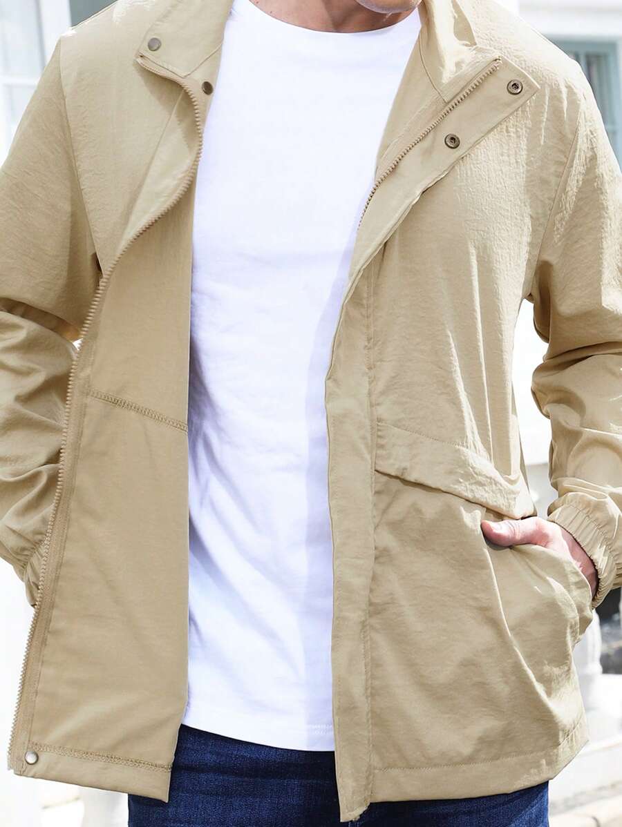 Manfinity Homme Men's Mature Casual Daily Jacket Coat - Khaki - View 1