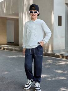 SHEIN Tween Boy Reflective Stripe & Pocket Design 2pcs Long Pants Set, Casual - Multicolor - View 6