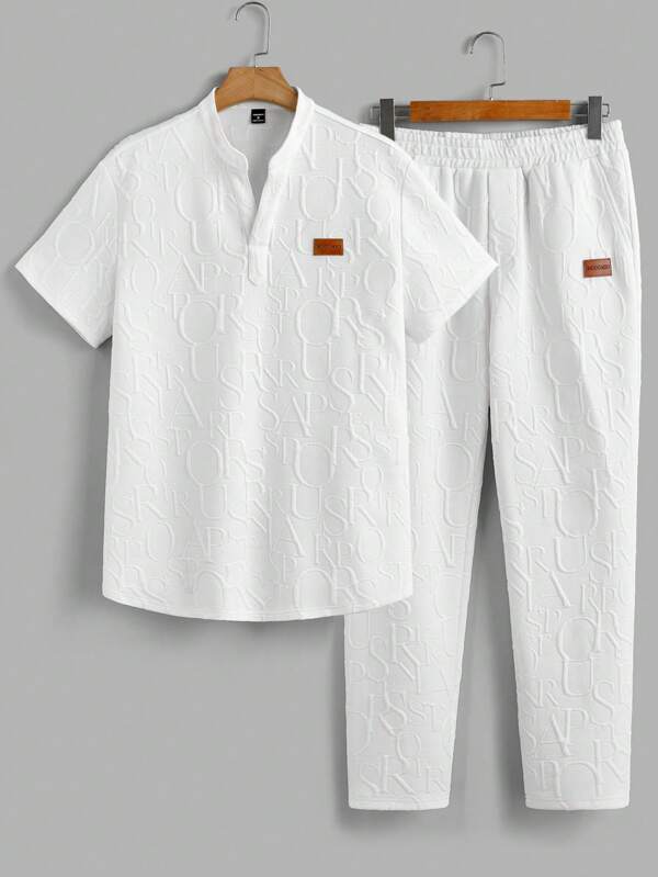 Manfinity VCAY 2 Stücke Herren tailliertes gestricktes Lässig T-Shirt Set für den Sommer