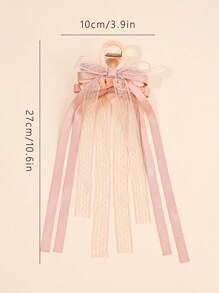 1pc Solid Color Double Layer Bow Ribbon Hair Clip For Women, Suitable For Daily Use Valentine's Day Valentines,Hair Accessories,Hair Claw,Claw Clips,Hair Clutch,Hair Jaw Clip