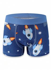 6条/包 男童3D无缝卡通汽车、挖掘机、太空火箭撞色腰带舒适成长型内裤，适合秋季、冬季和开学季 - 彩色 - 查看 4