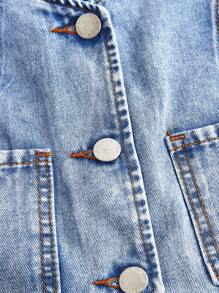 SHEIN Frenchy Chaleco vaquero informal con botones frontales para señoras, parte superior de verano - Lavado ligero - Ver 3