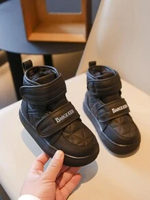 儿童靴子 女童鞋 时尚保暖雪地靴 钩环 简约室内外穿着 - 黑色 - 查看 2