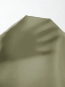 SHEIN Clasi Solid V-Neck Criss-Cross Ruched Long Sleeve Blouse - Olive Green - View 8