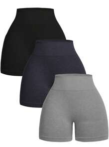 Easithlete 字母印花紧身无缝运动短裤，夏季女士运动短裤，健身短裤，骑行短裤