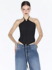 MUSERA Y2K Halter Neck Cami Top Summer Ibiza Going Out Tops