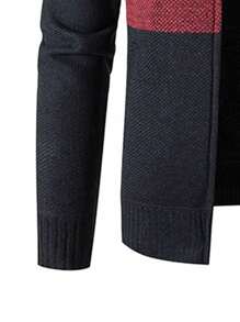 Veste-cardigan tricoté épais doublé de sherpa, zippé et ajusté, avec poches, pour hommes - Noir - Voir 5