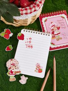 Strawberry Shortcake X SHEIN 1pc Cartoon Character And Strawberry & Lace Pattern Notebook,Suitable For Men, Women, StudentsGift Ideas