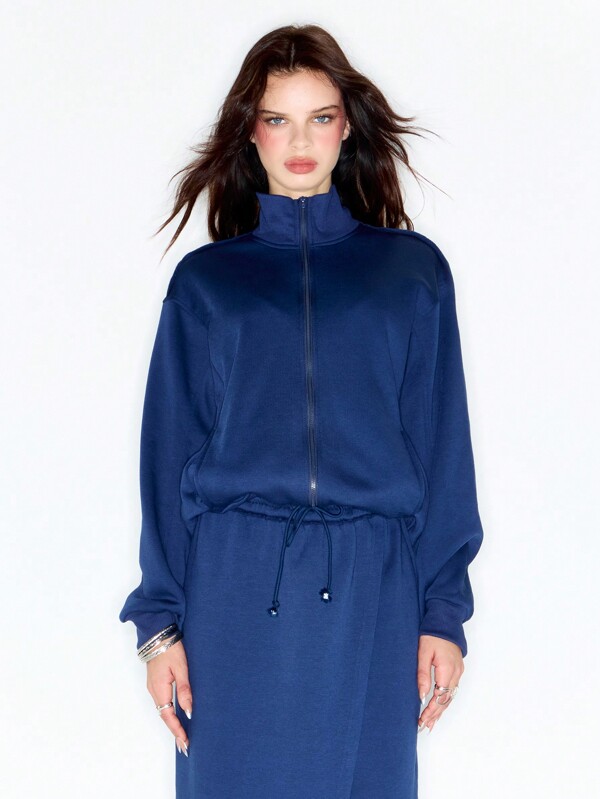 MUSERA Y2K Zip Up Ribbed Long Sleeve Track Jacket Winter Evening