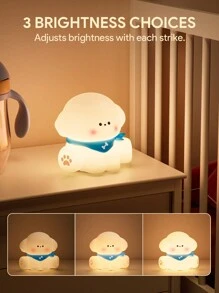 JMMO Puppy Night Light , Cute Dog Lamp Dog Lover Gifts , Dimmable Silicone Animal Night Light For Nursery, Rechargeable Touch Desk Lamp Table Lamp, Kawaii Room Decor - White - View 3