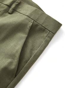 Manfinity Mode Men's Plain And Simple Daily Casual Suit Pants - Army Green - View 3