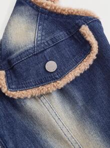 SHEIN MOD Plus Size Denim Halter Top Bodycon With Frayed Patchwork, Blue