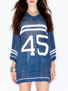 MUSERA Y2K Oversized Knit Football Top - Multicolor - View 5