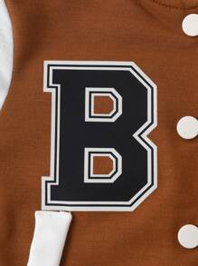 SHEIN فستان بلوك ألوان بطبعات بسيطة للفتيات الصغيرات - بني - مشاهدة 7