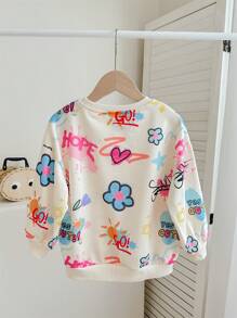 Sudadera casual de cuello redondo de punto con ajuste holgado para niña joven