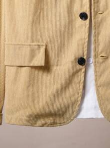 SHEIN 2pcs Teenager Boys Formal Party Corduroy Patchwork Loose Suit Jacket And Corduroy Pants Casual Outfit - Khaki - View 6