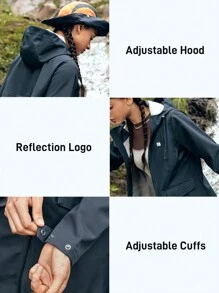 In My Nature Women's Zipper Drawstring Hooded Outdoor Jacket - Navy Blue - View 5