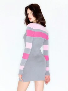 MUSERA Y2K Stripe Bolero Knit Top & Sweater Dress Set