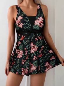 Swim Lushoire Summer Beach Tropical Print Tankini - Multicolor - View 1