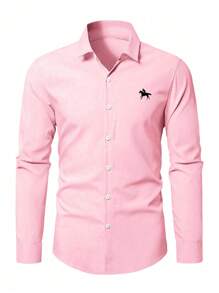 Manfinity Mode Herren Hemd mit Ritter Muster für Frühling und Herbst, Lässig