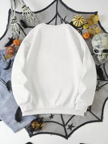 INAWLY 万圣节南瓜印花圆领运动衫