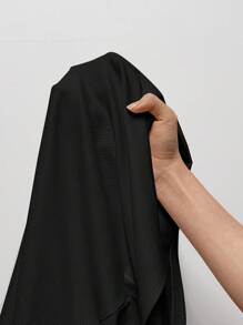 SHEIN Privé Áo thun ngắn tay cổ tròn đơn giản màu trơn dành cho nữ Plus Size - màu đen - Xem 7