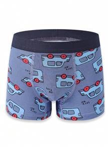 6条/包 男童3D无缝卡通汽车、挖掘机、太空火箭撞色腰带舒适成长型内裤，适合秋季、冬季和开学季 - 彩色 - 查看 6