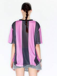MUSERA Y2K V Neck Striped Jersey T-Shirt Casual Summer Fall