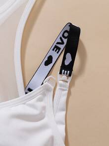 Áo ngực cho con bú không dây có lưới tương phản dành cho bà bầu, 1 chiếc - trắng - Xem 2