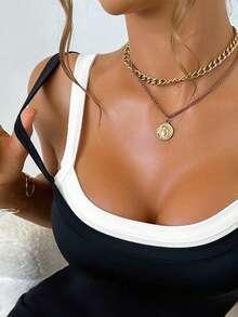 SHEIN Slayr Women's Black And White 2 In 1 Bodysuit - Black and White - View 5