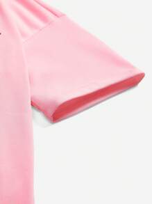 SHEIN Tween Girls' Loose Casual Sports Round Neck Short Sleeve T-Shirt And Shorts Set With Letter Print - Pink - View 15