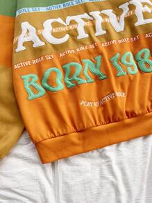 Soleia Women's Vacation Style Color Block Letter Embroidery Decorated Casual Sweatshirt, Suitable For Early Autumn, Race, Graduation, Back To School Season - Multicolor - View 5