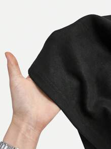 Manfinity VCAY 男士宽松仿麂皮长袖工装外套，纯色基本款，秋冬适用 - 黑色 - 查看 7