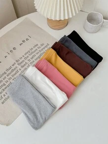 Leggings de punto de unicolor con cintura elástica para bebé niña, multipack, otoño/invierno - Multicolor - Ver 4