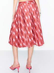 MUSERA Y2K Plaid Pleated Low Rise Midi Skirt Spring Summer Cute