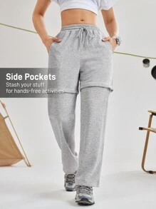 In My Nature 女士可拆卸休闲日常灰色运动运动裤 - 灰色 - 查看 5