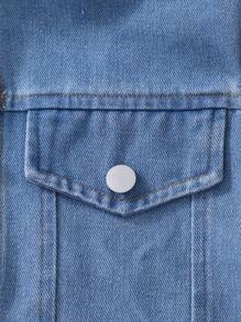 SHEIN 2pcs/Set Tween Girls Casual Patchwork Knit Sweatshirt And Jeans Jacket With Pants