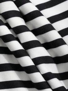 DAZY 女士休闲条纹保暖内衬保暖T恤，秋冬长袖女上衣 - 黑與白 - 查看 9