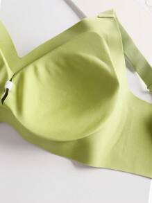 大码女士无缝果冻肩带柔软支撑文胸无钢圈聚拢文胸带模制罩杯 - 綠色 - 查看 8