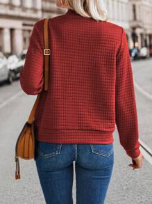 EMERY ROSE Spring & Autumn Casual Solid Color Textured Jacket For New Year Clothes - Red - View 2