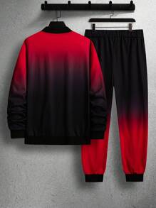 Manfinity Hypemode Conjunto informal de 2 piezas con chaqueta con cremallera y pantalones de degradado para hombres, para primavera y otoño - Multicolor - Ver 2