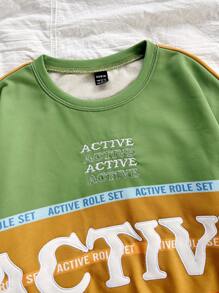 Soleia Women's Vacation Style Color Block Letter Embroidery Decorated Casual Sweatshirt, Suitable For Early Autumn, Race, Graduation, Back To School Season - Multicolor - View 6