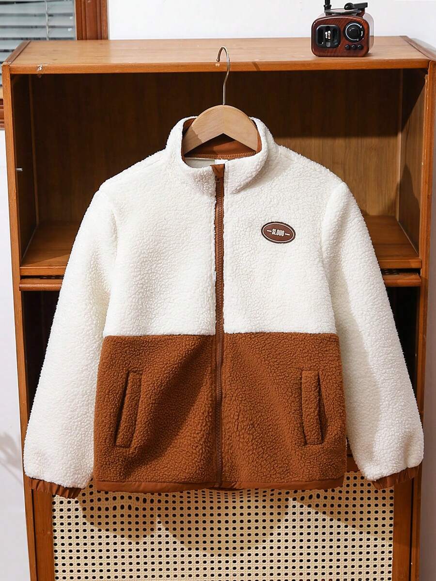 Tween Boys Casual Patchwork Thicken Winter Jacket - Multicolor - View 1