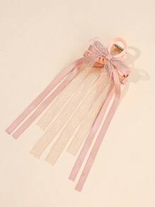 1pc Solid Color Double Layer Bow Ribbon Hair Clip For Women, Suitable For Daily Use Valentine's Day Valentines,Hair Accessories,Hair Claw,Claw Clips,Hair Clutch,Hair Jaw Clip