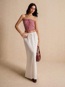 SHEIN Frenchy Faldas de mujer, faldas maxi hasta el suelo, faldas blancas, atadas a la cintura, faldas lindas, faldas de cintura baja, faldas de trabajo, faldas abultadas, ropa de mujer de otoño, faldas largas versátiles