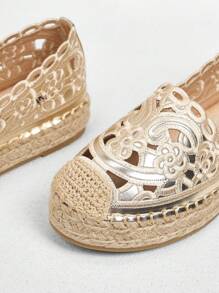 Styleloop Giày đánh cá ngày lễ thường ngày đính đá lấp lánh vàng lấp lánh Giáng sinh mùa thu - Vàng - Xem 3