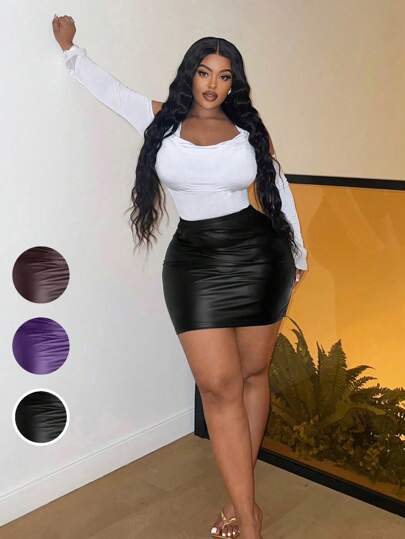 Maweii 女式加大码纯色简约日常穿搭裙子